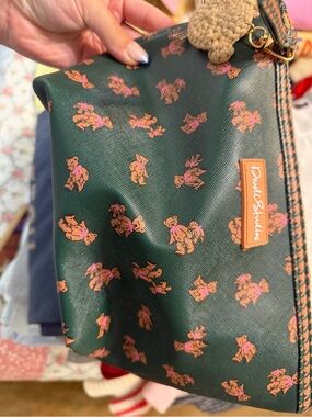 Forest Green Teddy Print Women’s Cosmetic Bag